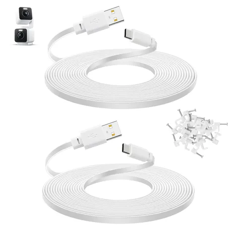 2 PCS 30 FT Flat Power Extension Cord For Wyze Duo Cam Pan Security Camera