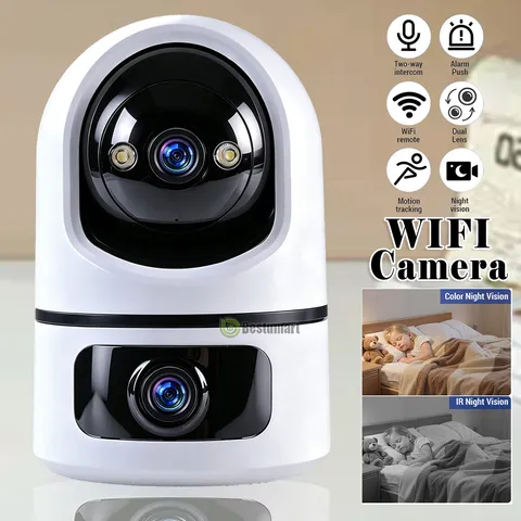 2K Dual Lens 6MP WiFi Security Camera Zoom Home Night Vision PTZ FUD Audio Cam