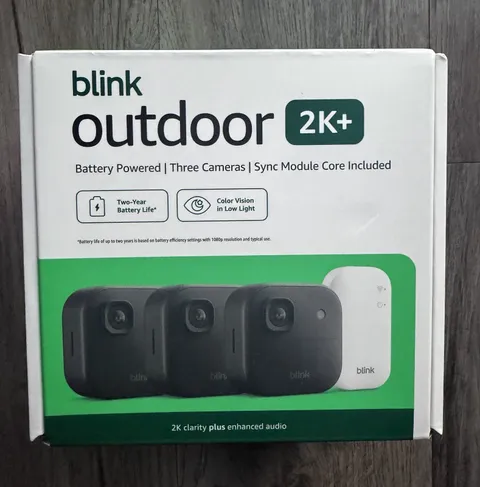 Blink Outdoor 2K+ Wireless Security Camera 3 Camera System (Black) New Sealed