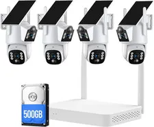 Solar Security Cameras Wireless Outdoor,Dual-Lens Solar Camera System for Home S