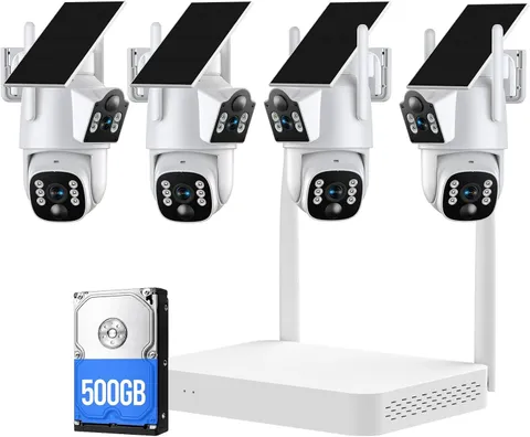 Solar Security Cameras Wireless Outdoor,Dual-Lens Solar Camera System for Home S