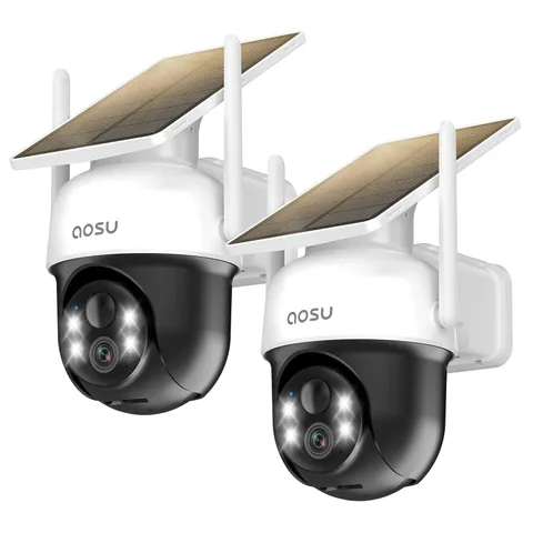 AOSU AOSUC9C 2K Solar Security Camera with 4 Spotlight, Wireless Outdoor Camera,