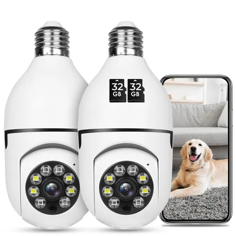 Light Bulb 1080P Wireless WiFi Outdoor Home IP E27 360 Degree Panoramic,Motio...