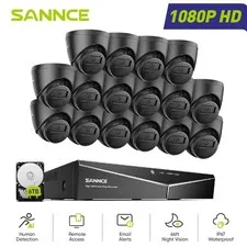 SANNCE 16CH HD 1080P Lite DVR 2MP Video CCTV Security Camera System AI Detection