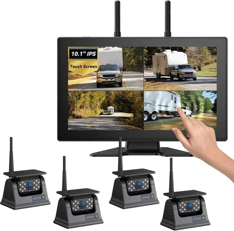 4 Magnetic Solar Wireless Backup Camera HD 1080P 10.1" 1 Min Magnetic Easy Insta