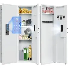 53'' Wall Gun Safe with Dual Alarm System and Gun Rack,