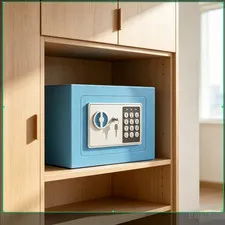 Secure Safe With Key And Password Money Home Safe, 0.23 Cubic Feet Small Safe