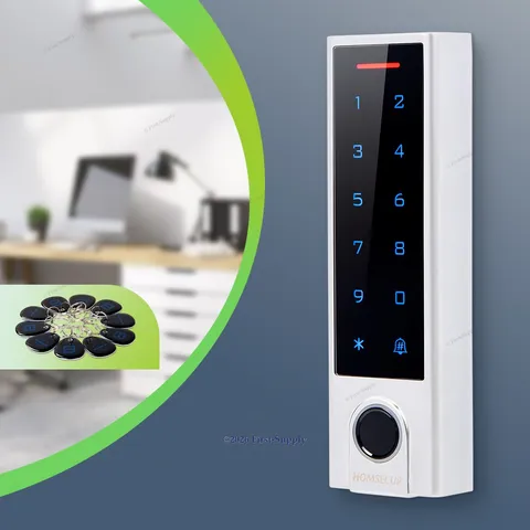 HOMSECUR Door Access Control Lock Fingerprint Touch Keypad DC12V With 10pc Cards