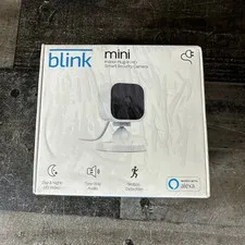 Blink Mini Indoor Plug-In HD Smart Security Camera White Alexa New Sealed