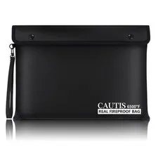 6500 Fireproof Document Money Bag With Zipper Valuables A5 Size 12.5x9 Inch