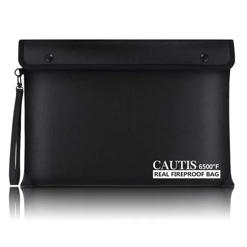 6500 Fireproof Document Money Bag With Zipper Valuables A5 Size 12.5x9 Inch