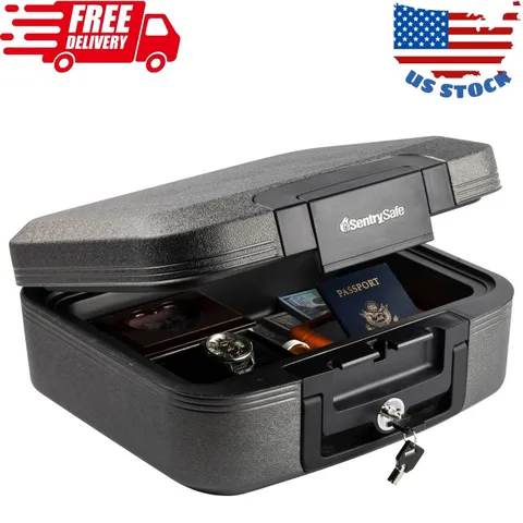 Fire and Water-Resistant Chest Safe with Key Lock, 0.28 Cu. ft.