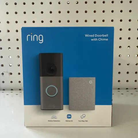 Ring - Wired Doorbell 2K 2nd Gen Speckled Gray + Chime 3rd Gen NEW SEALED