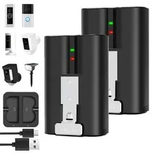 2 Pack 7200mAh Rechargeable Battery and Charger Station for Ring Doorbell 2/3/4