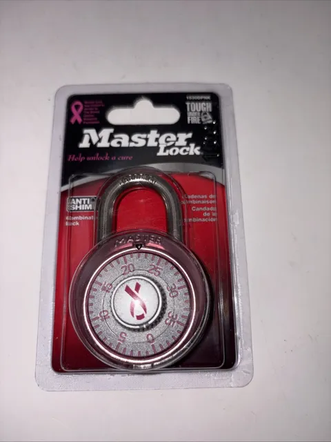Master Lock Speed Dial Combination Lock Breast Cancer White & Pink New