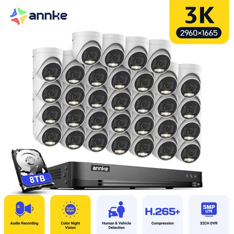ANNKE 32CH DVR 5MP Audio Recording Security Camera System AI Color Night H.265+