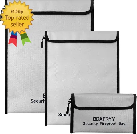 3 Pcs Fireproof Waterproof Money Important Document Bag for Documents