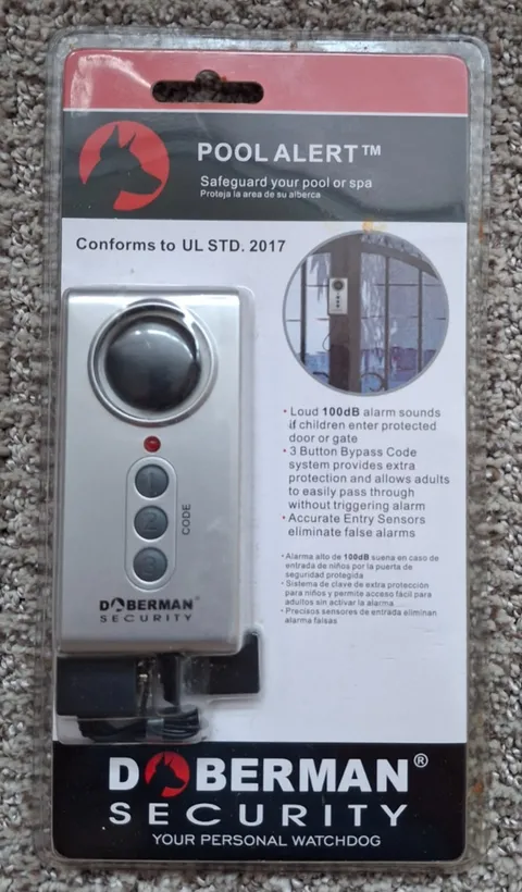 Pool Alert Alarm 100dB Loud Sounding Child Safety SE-0114 Doberman Security New