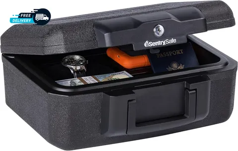 Fireproof Money Safe with Key Lock Black Lock Box with Portable Carrying Handle 