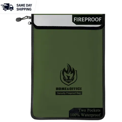 2000℉ Fireproof & Waterproof Document Bag - Two-Pocket Organizer for Valuables