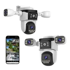 Triple Lens WiFi PTZ , Three Cameras in , Side Cameras with Adjustable All-An...