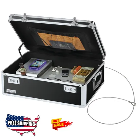 Vaultz Black Locking Storage Chest with Combination Locks for Dorms