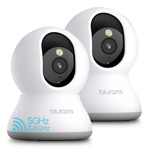 2-Pack 5G Home Security Cameras, 360° PTZ Indoor Dog/Pet Cam, 2K, WiFi 6, Night