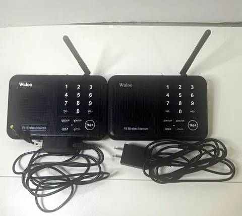 Wuloo FM Wireless Audio Intercom Set VOX, 2 Intercom Units w/ AC Adapter