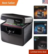 Secure Fireproof & Waterproof Storage Safe - Key Lock for Documents & Valuables