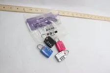 (4-Pk) Fosmon Open Alert Indicator 3 Digit Combination Padlock Multi Colored