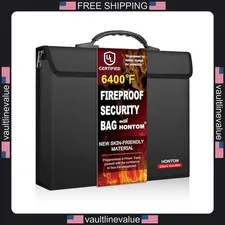 Hontom fireproof document bag with 2 pockets, 6400°F upgraded fireproof material