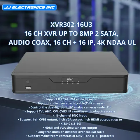 Uniview XVR302-16U3 4K 8MP 16-Channel Hybrid Analog Network Video Recorder XVR