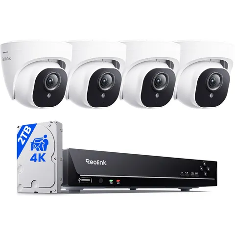REOLINK 8CH 4K/8MP Home Security Camera System with 2TB HDD RLK8-800D4 White