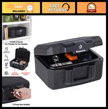 Fireproof Money Safe with Key Lock, Portable Lock Box for Travel, 14.3"W x 11.2"