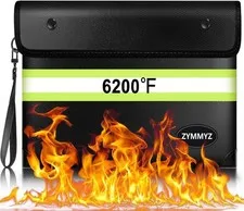 Fireproof Document Bag Waterproof Cash Jewelry Passport Storage Pouch w/ Strap