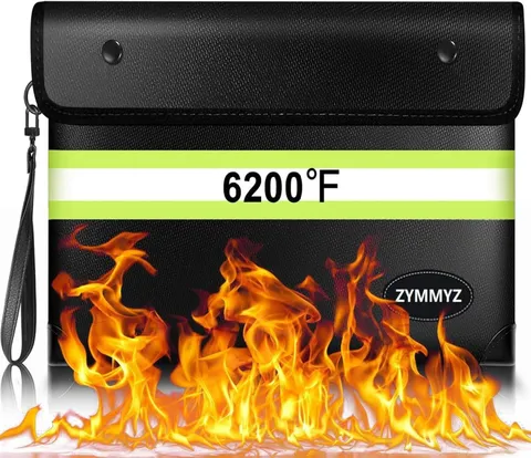 Fireproof Document Bag Waterproof Cash Jewelry Passport Storage Pouch w/ Strap