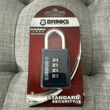 BRINKS COMBO COMBINATION LOCK PADLOCK 1234 RESETTABLE 165-50054 BLUE NEW