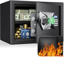 Home Biometric Safe 1.0 Cub - Fingerprint Recognition Box with Keys, Keypad Lock