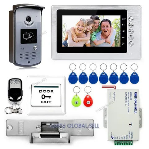 Video Intercom Doorbell Door Phone System 1 IR Camera 7" Monitor Keyfobs Unlock