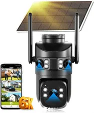 8MP Triple Lens Solar PTZ Camera, 5G/2.4GWiFi Outdoor Security Cam | Color Night