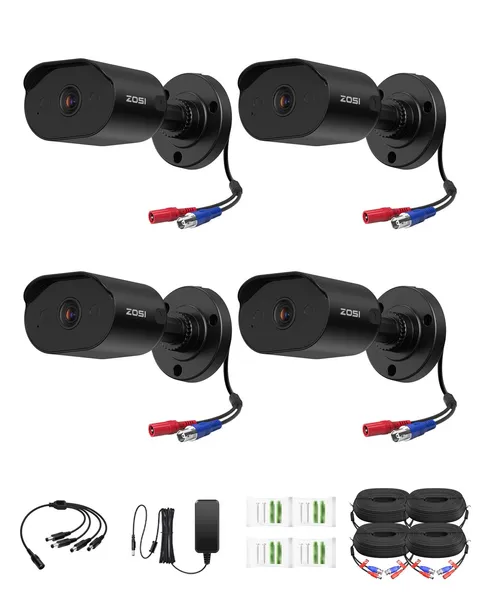 4 Pack 1080p Wired Security Camera with Audio, 2MP TVI Bullet Camera