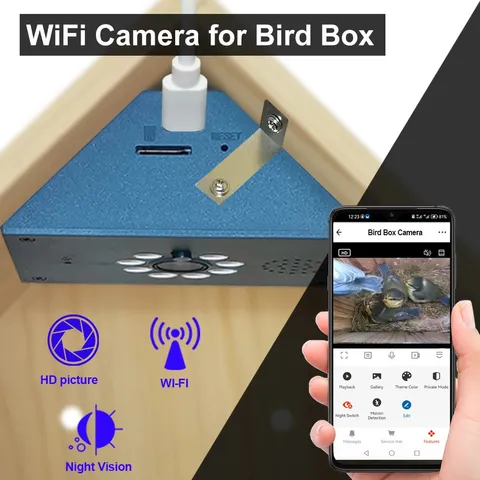 CAMNSMART WiFi Bird Box Camera 4MP HD Night Vision Tuya Smart Life App