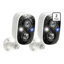 GMK 2K Wireless Battery Outdoor Security Cameras 2-Pack Color Night Vision Wi-Fi