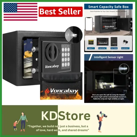 SecureHome Mini Fireproof Safe with Sensor Light & Double Protection