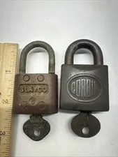 VINTAGE SLYCO CORBIN PADLOCKS - WITH KEYS - LOT OF 2