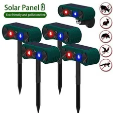 4PCS Solar Outdoor Motion Sensor Alarm 2*130db Ultrasonic Siren 4 Modes Flashing