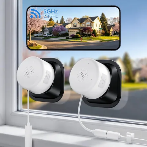 2K No-Drill Window Security Cameras, 2Packs Magnetic Cameras for Home Security,