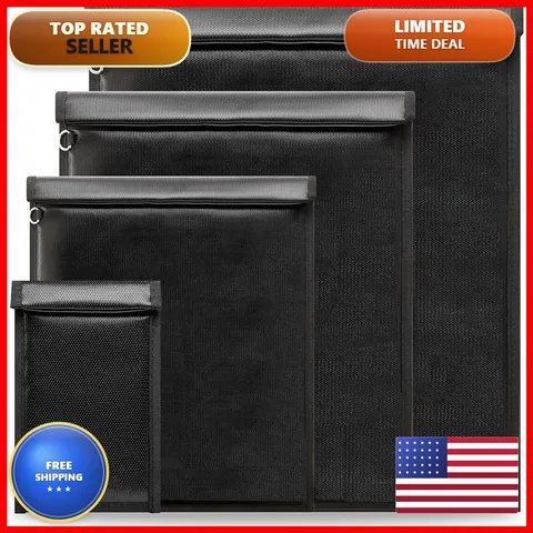 OFASIZEN Faraday Bags, Waterproof Fireproof Money Bag Cash (black) Faraday