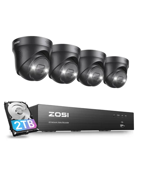 4K PoE Security Camera System,2 Way Audio,8 Ports 16CH 8MP/4K NVR with 2TB HD...