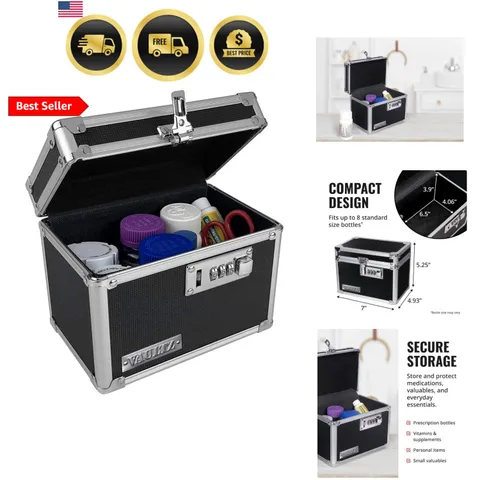 Locking Security Box with Combination Lock - Secure Metal Lock Box Safe for V...